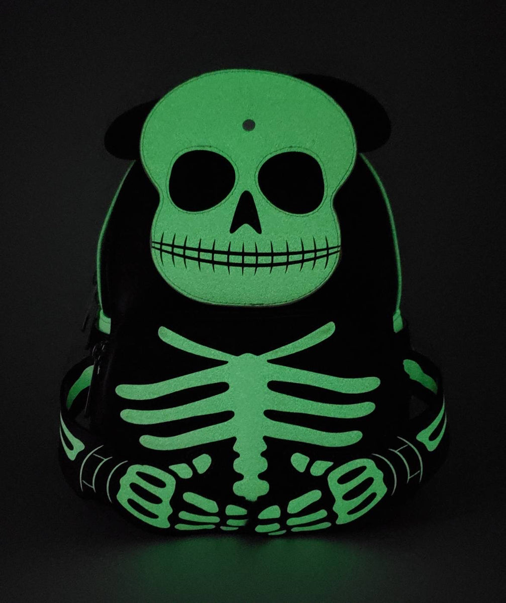 NWT Loungefly Disney Skeleton Mickie Mouse Glow-In-The-Dark Mini Backpack Black Loungefly Disney Mickey Mouse Glow In The Dark Skeleton Mini  main image 2