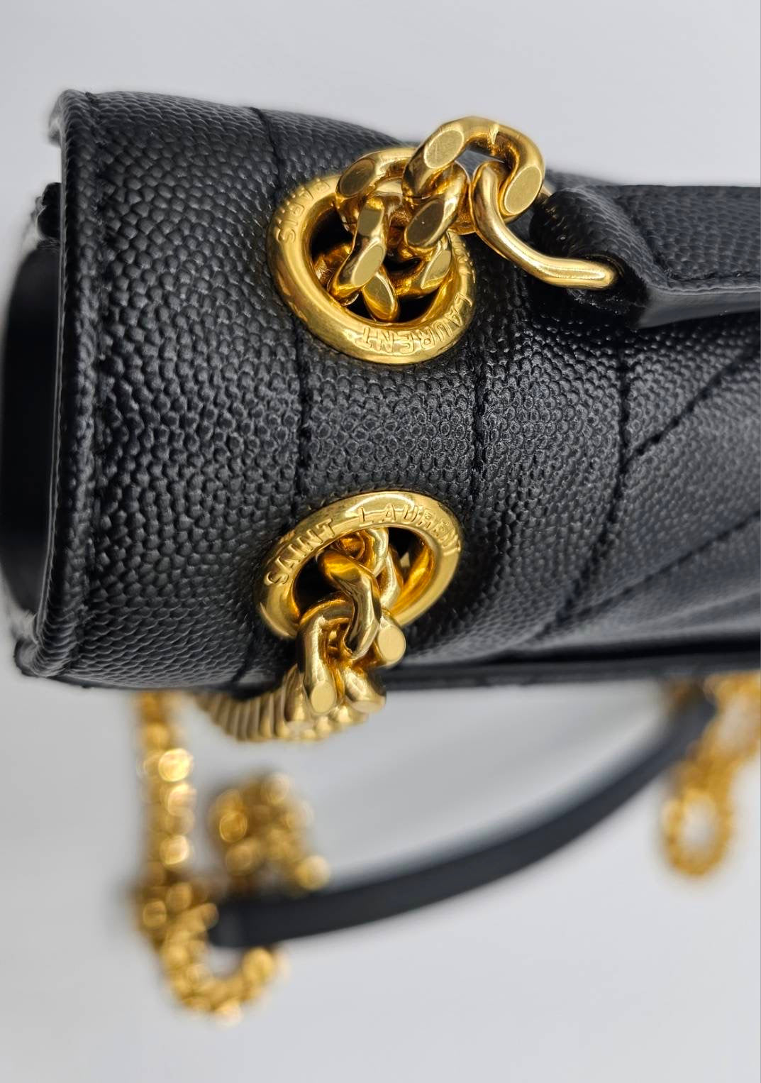 Yves Saint Laurent Gold Tone Chain Black Medium Envelope Shoulder Bag