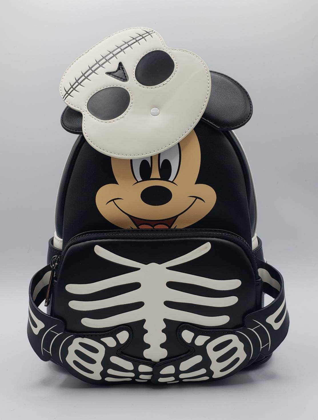 enlarge loungefly disney mickey mouse ghost glow-in-the-dark mini backpack Loungefly Disney Mickey Mouse Glow In The Dark Skeleton Mini Backpack