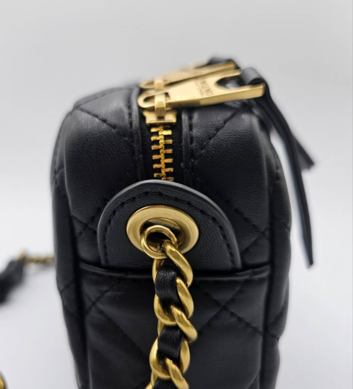 Versace Jeans Couture Logo Black Quilted Crossbody Bag