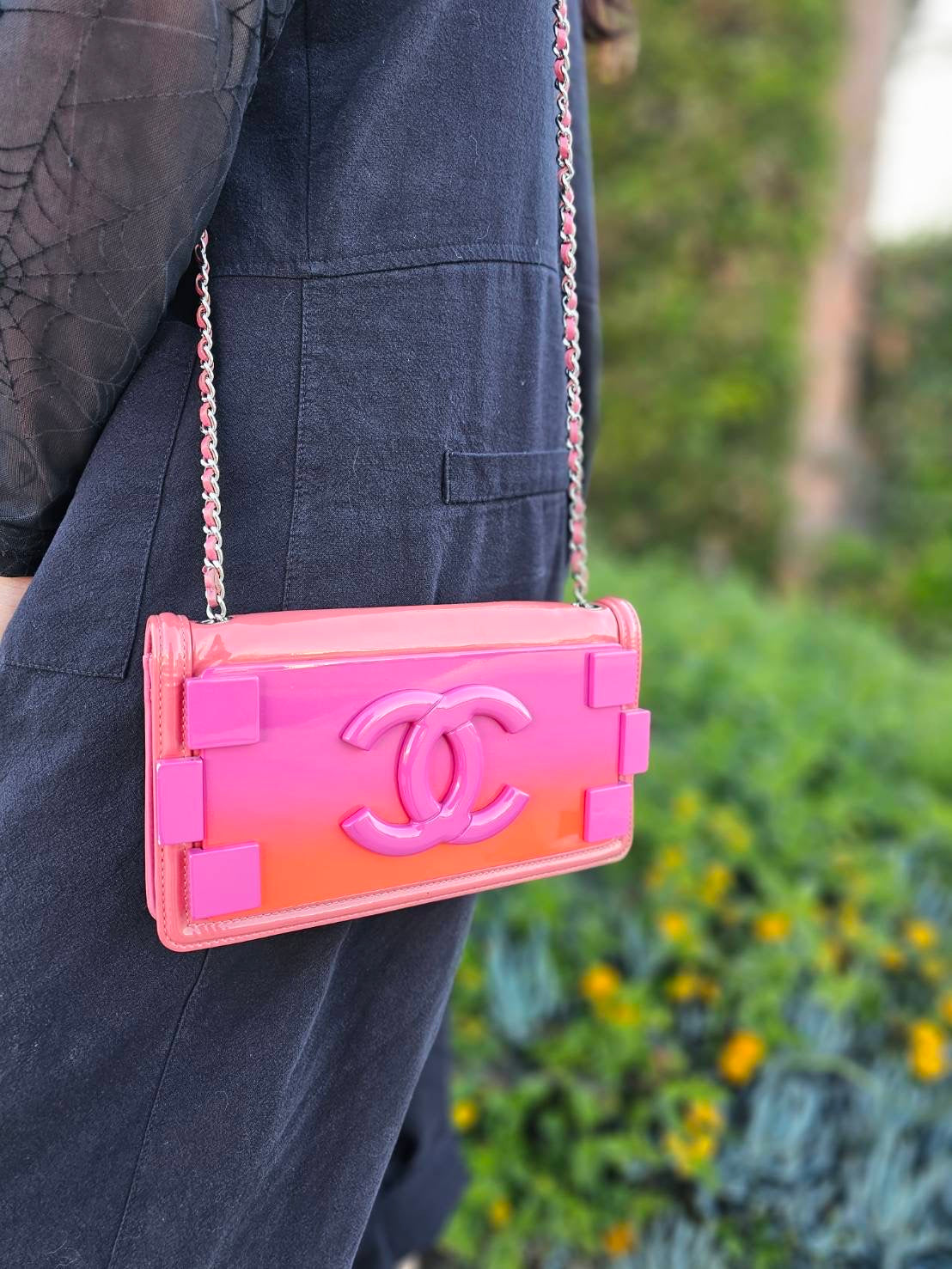 Chanel Lego Hot Pink Patent Brick Ombre Patent Flap