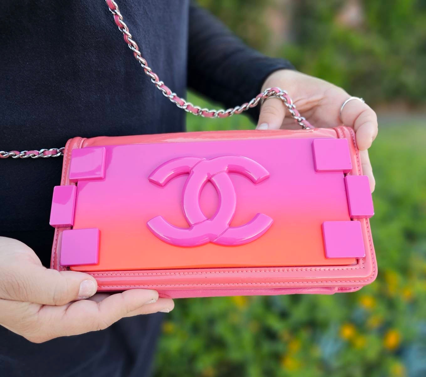 Chanel Lego Hot Pink Patent Brick Ombre Patent Flap