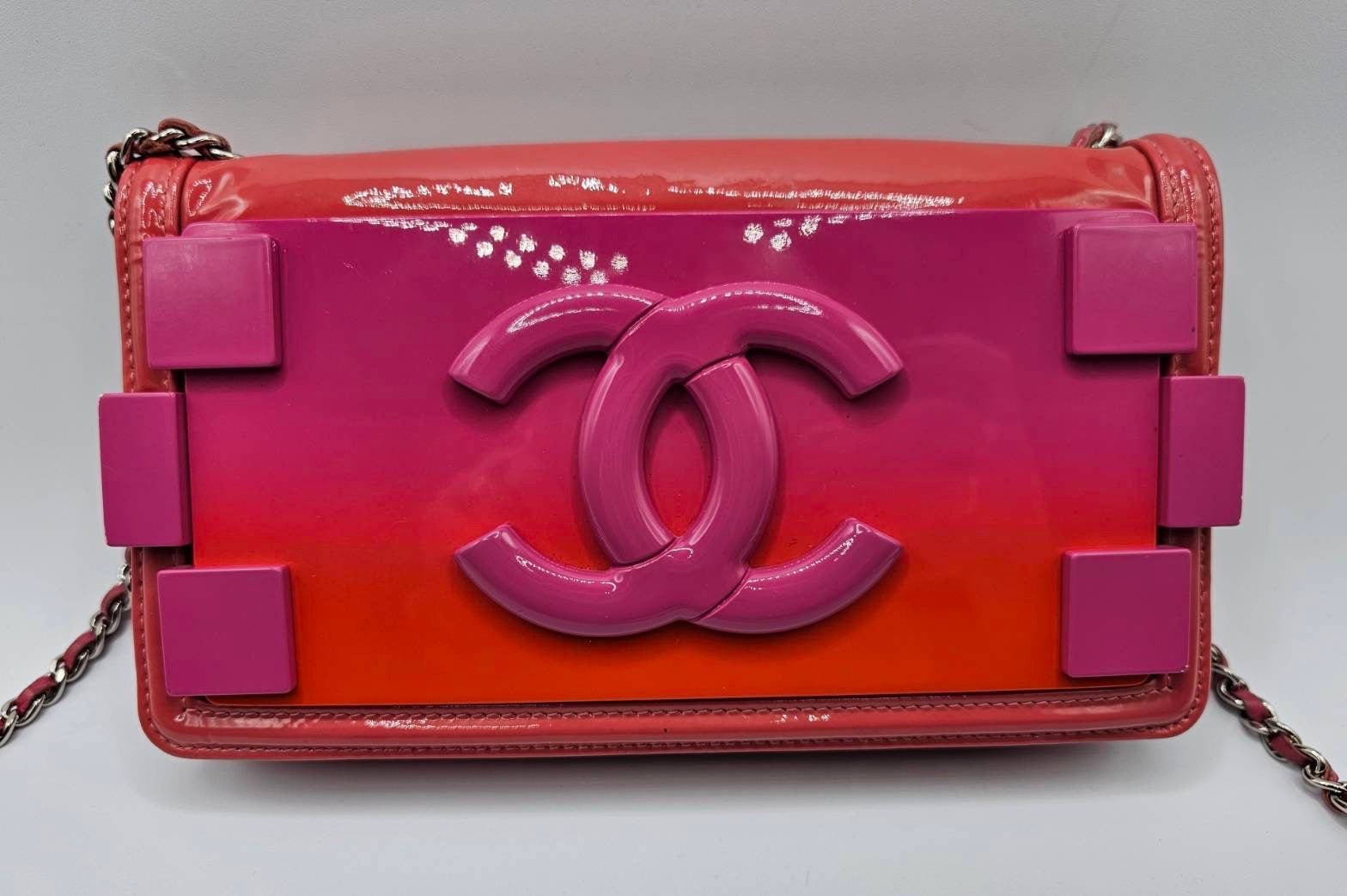 Chanel Lego Hot Pink Patent Brick Ombre Patent Flap