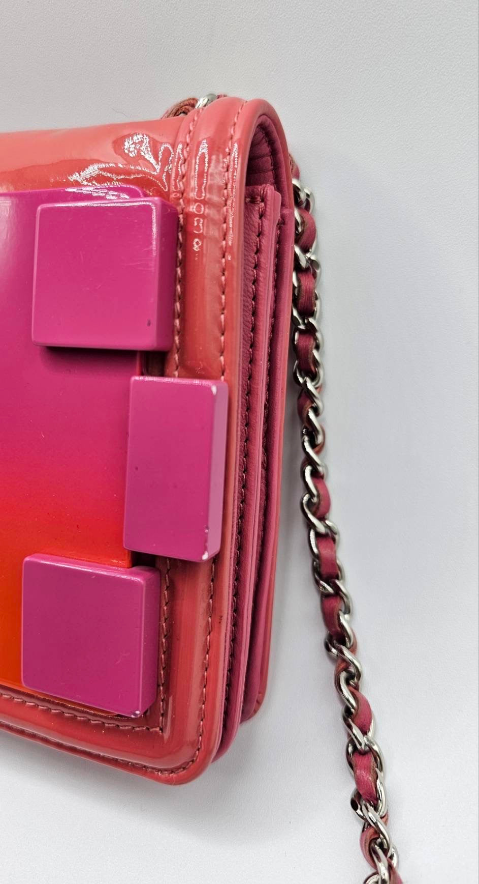 Chanel Lego Hot Pink Patent Brick Ombre Patent Flap