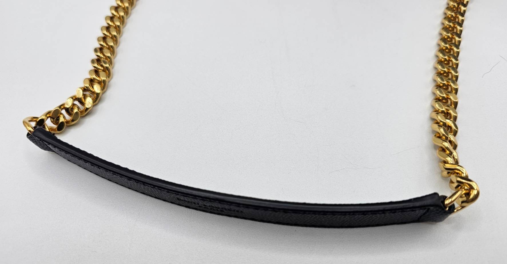 Yves Saint Laurent Gold Tone Chain Black Medium Envelope Shoulder Bag