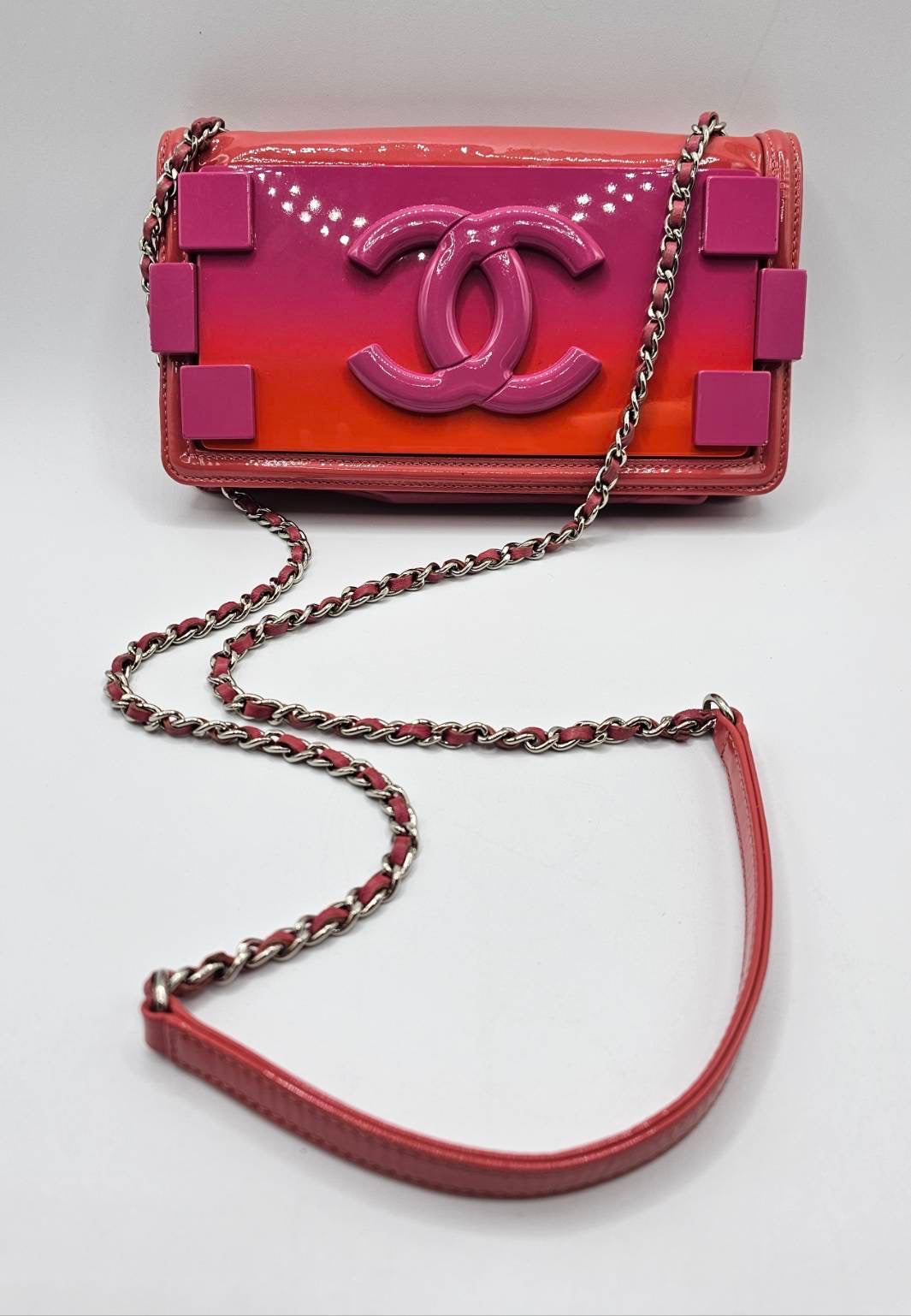 Chanel Lego Hot Pink Patent Brick Ombre Patent Flap