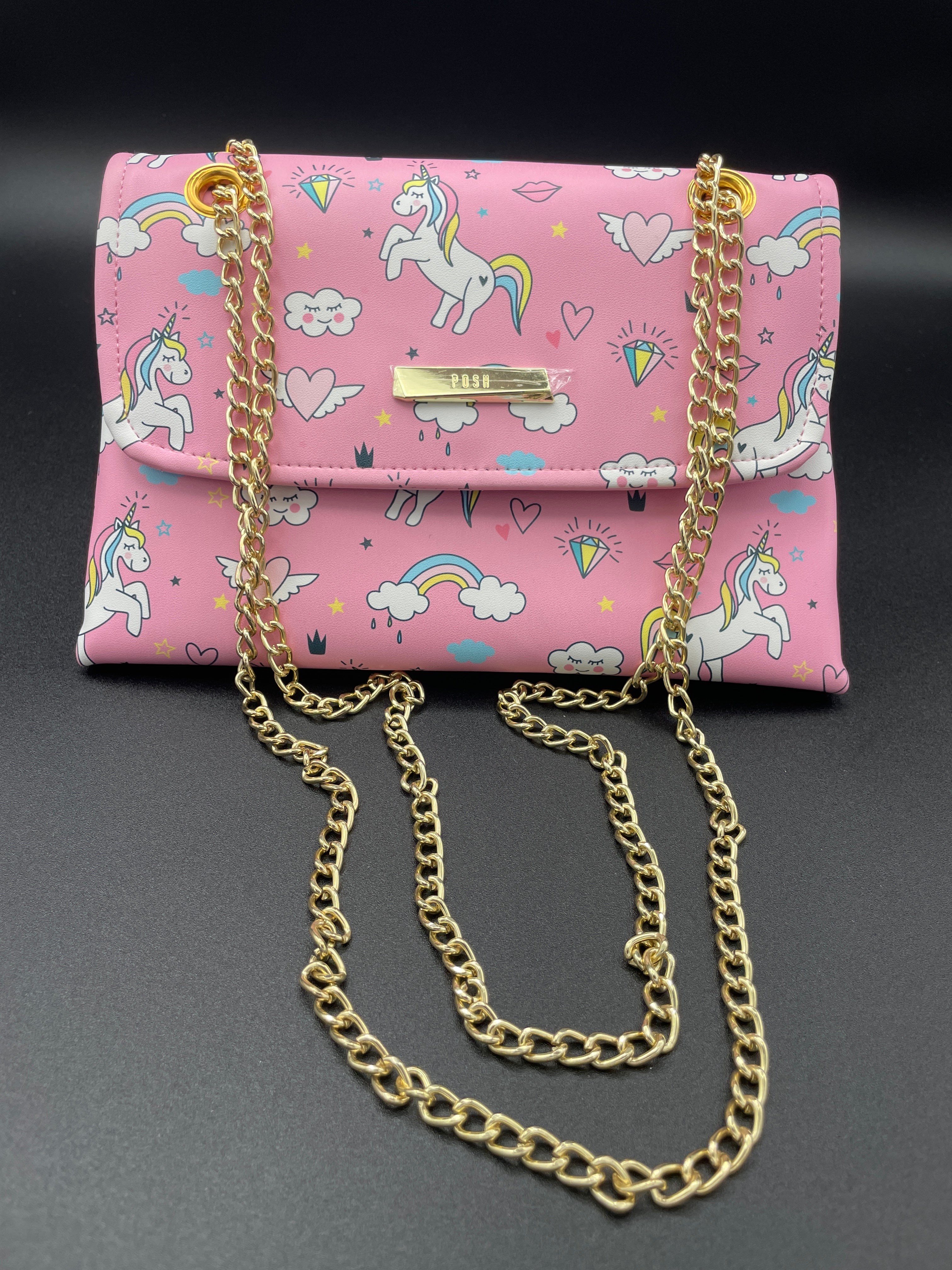 Posh Thailand Unicorn Pink Front Flap Bag Crossbody