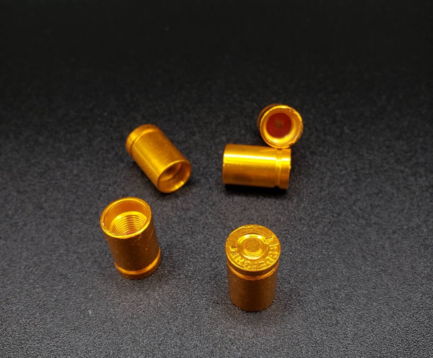 Metal bullet shell casing wheel tire valve stem cap set of 5 choose your color