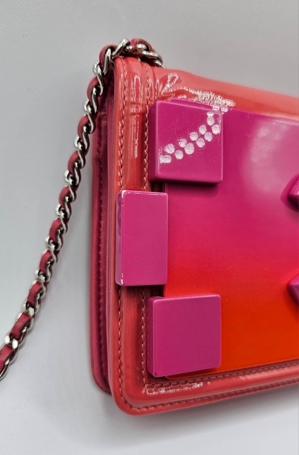 Chanel Lego Hot Pink Patent Brick Ombre Patent Flap