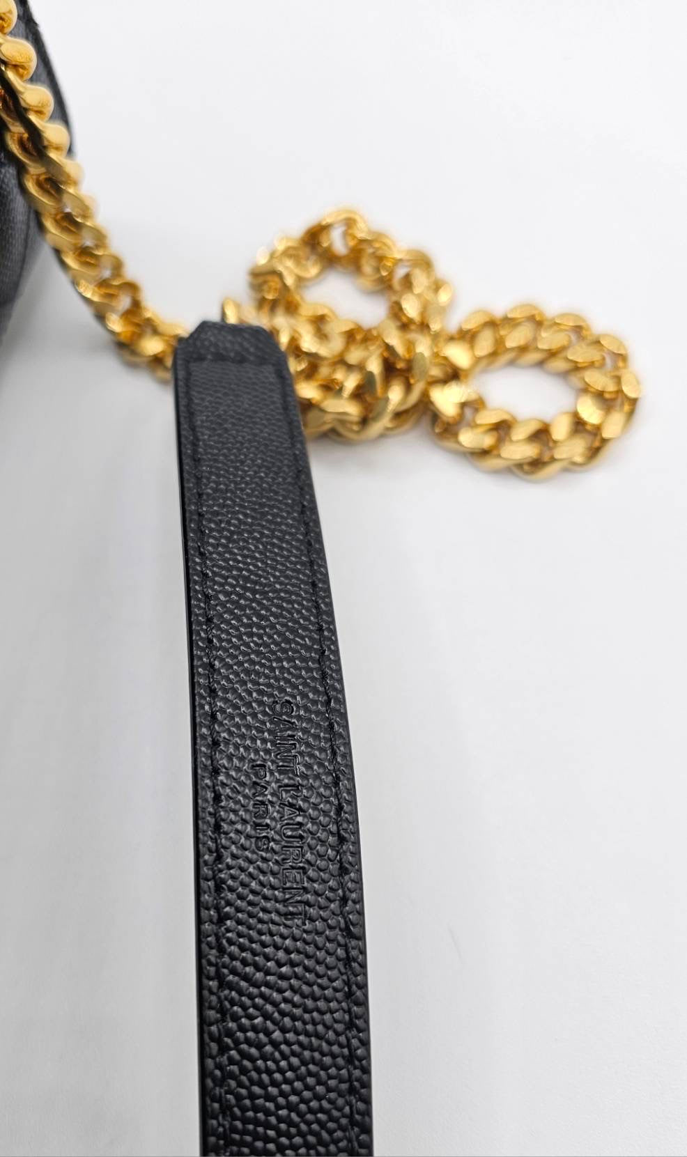 Yves Saint Laurent Gold Tone Chain Black Medium Envelope Shoulder Bag