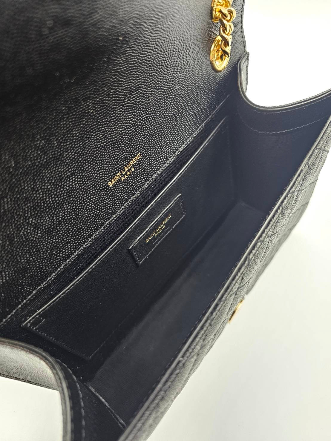 Yves Saint Laurent Gold Tone Chain Black Medium Envelope Shoulder Bag