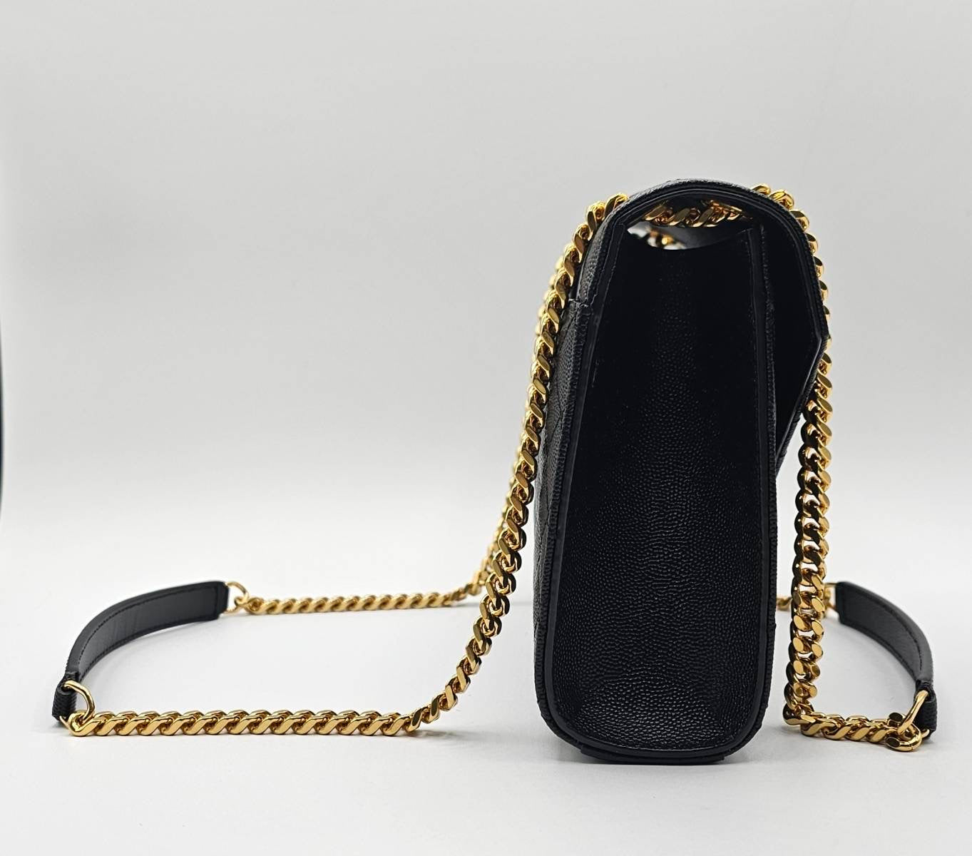 Yves Saint Laurent Gold Tone Chain Black Medium Envelope Shoulder Bag