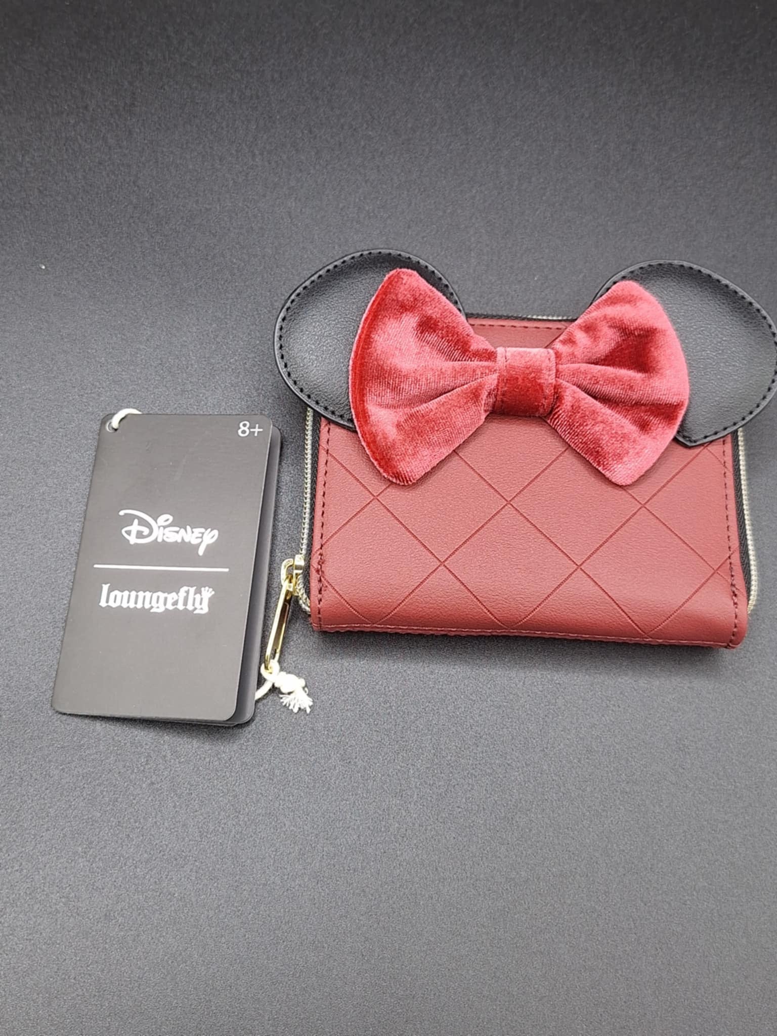 Loungefly Disney Minnie Mouse Burgundy Velvet Bow Mini Backpack and Wa – Commerce Gluttony