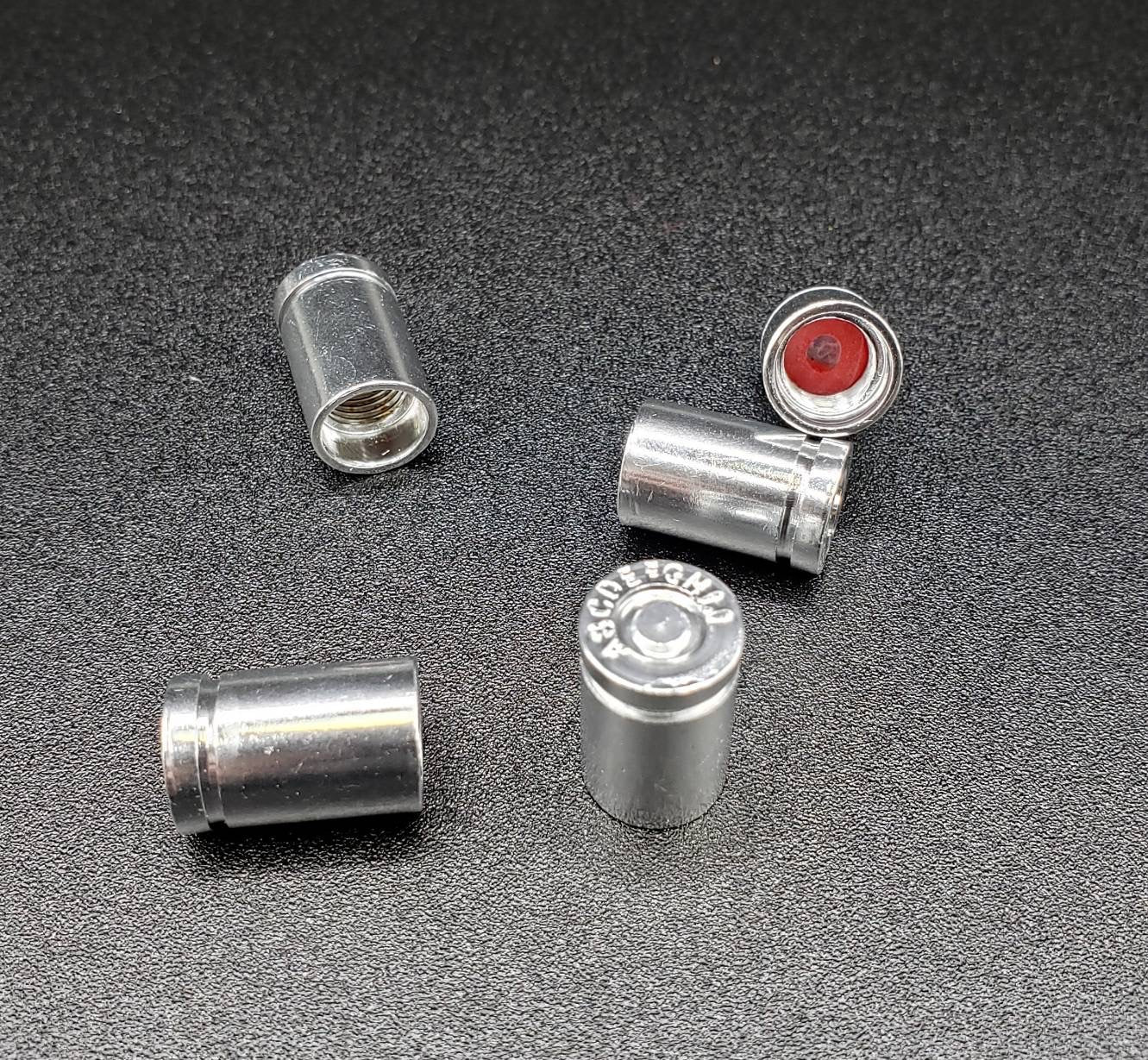 Metal bullet shell casing wheel tire valve stem cap set of 5 choose your color