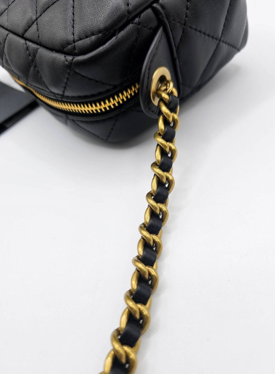 Versace Jeans Couture Logo Black Quilted Crossbody Bag