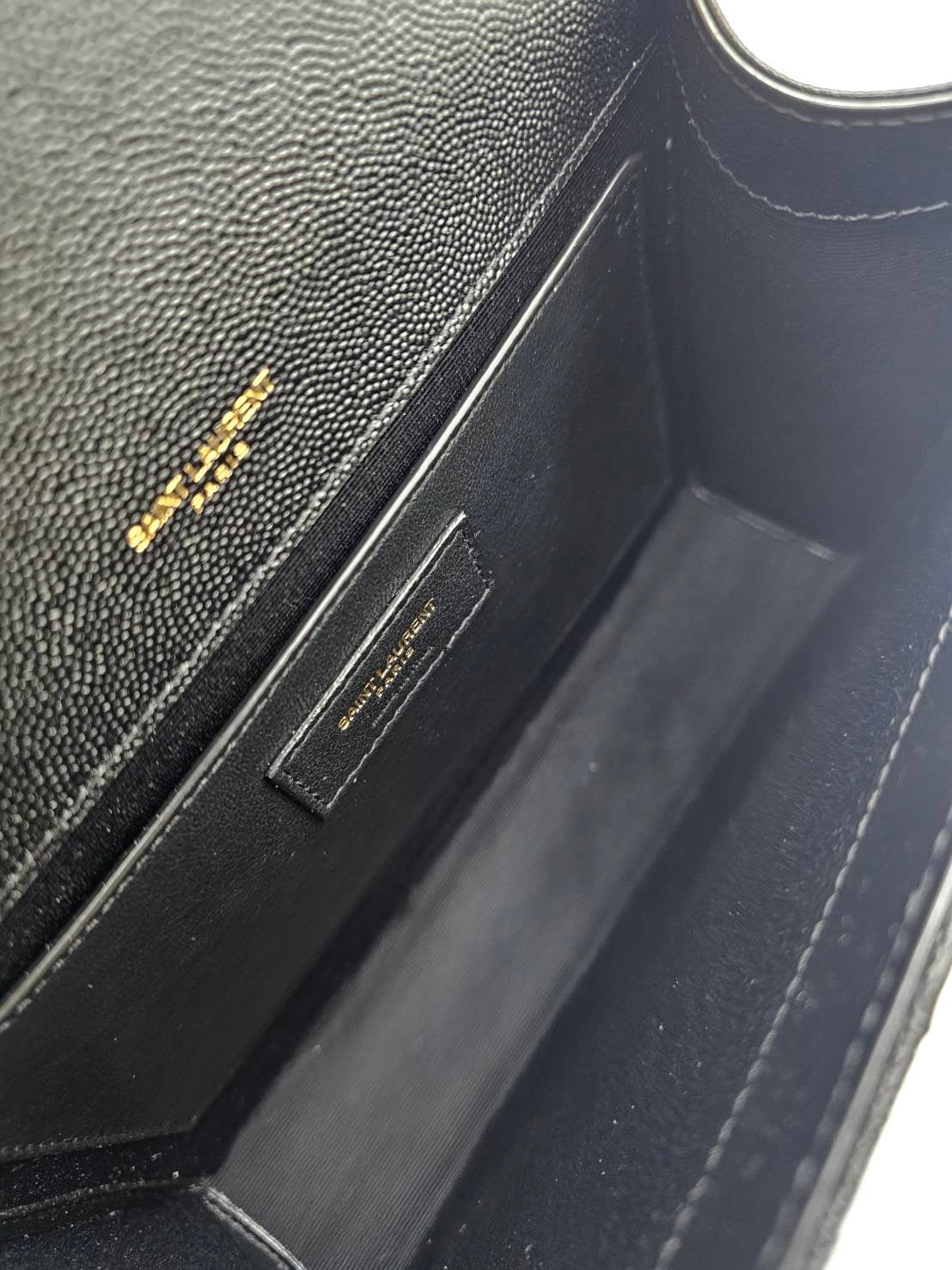 Yves Saint Laurent Gold Tone Chain Black Medium Envelope Shoulder Bag