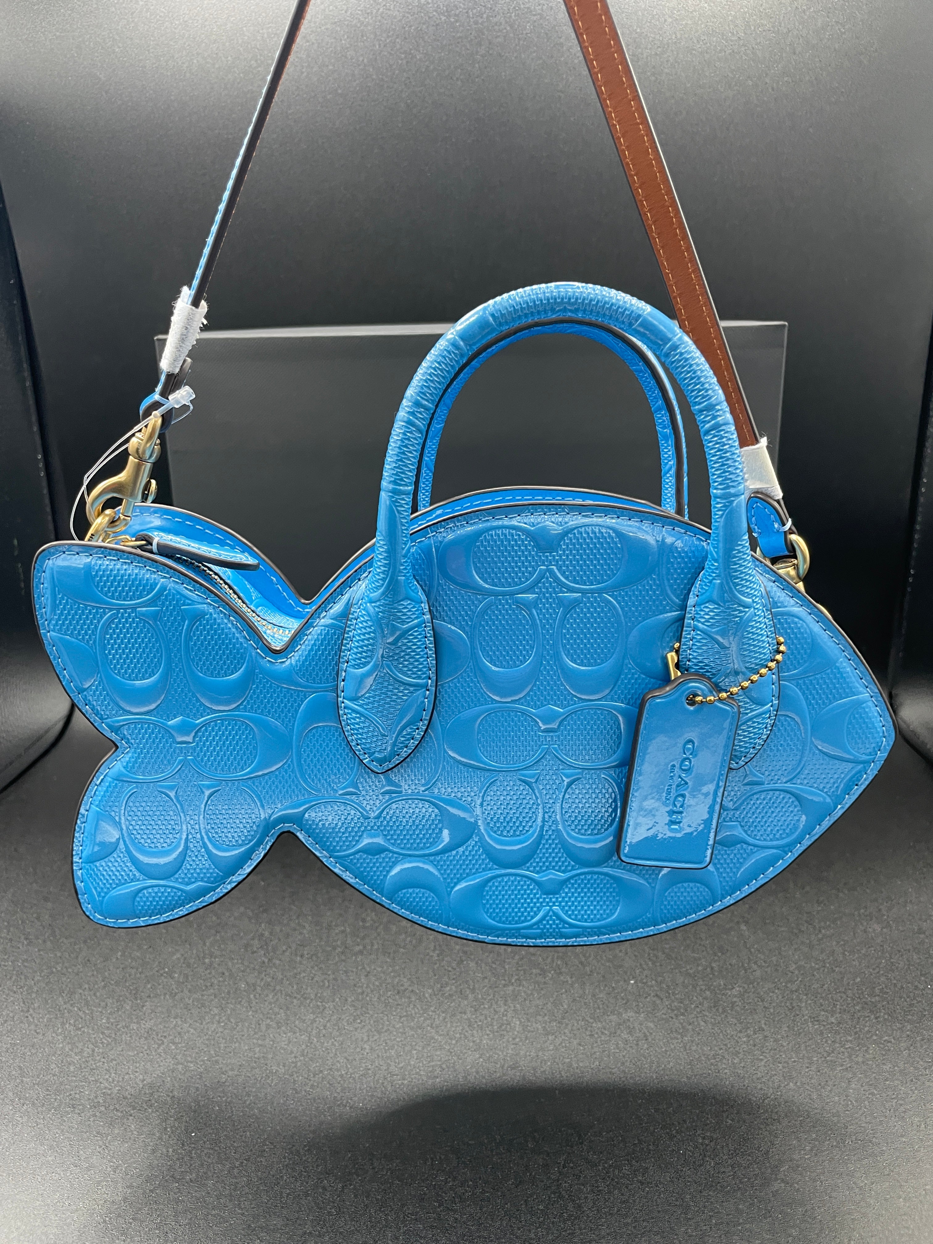 Coach Fish Bag In Signature Leather Imported