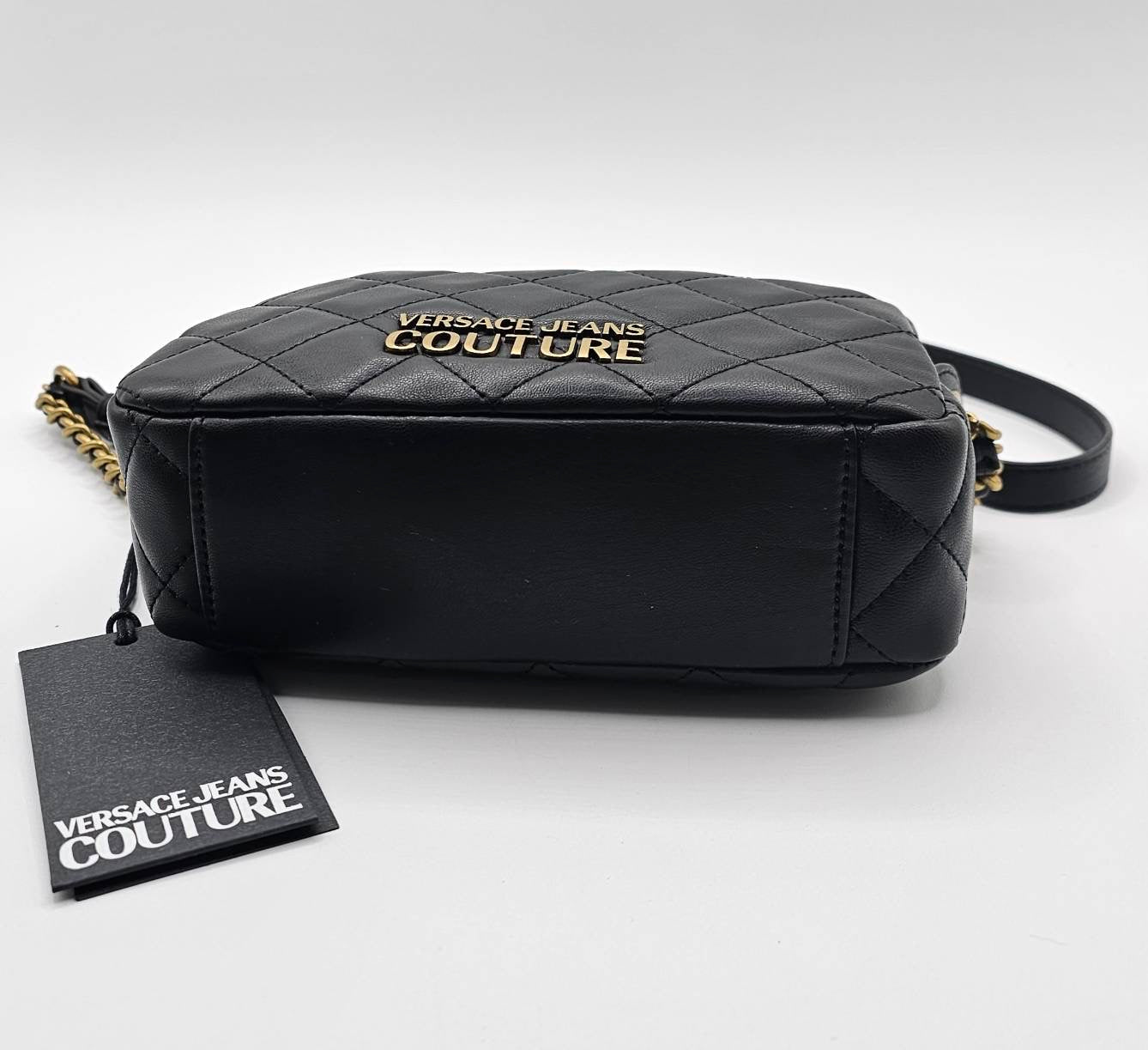 Versace Jeans Couture Logo Black Quilted Crossbody Bag