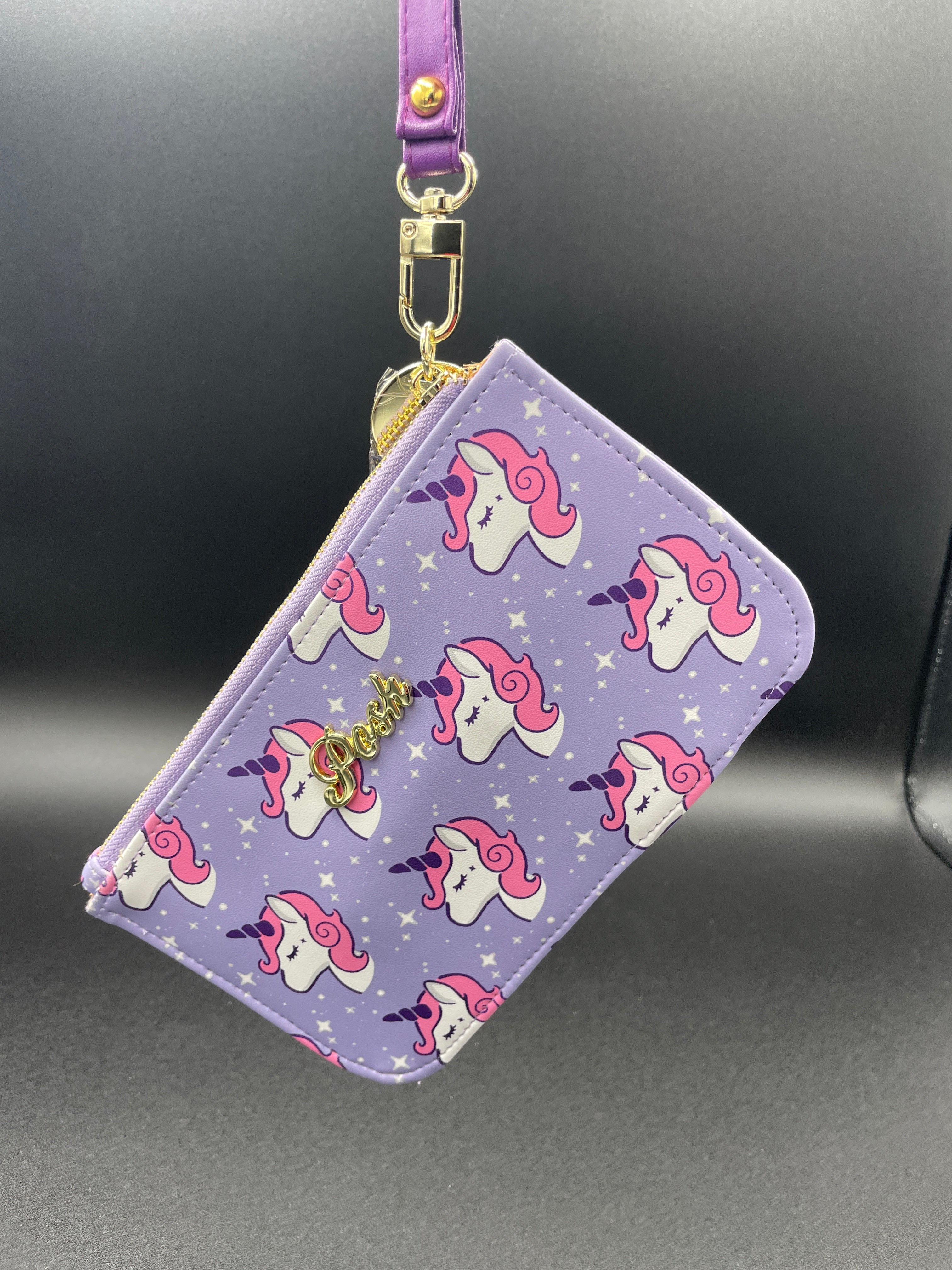 Posh Thailand Wristlet Unicorn Purple Lilac Lavender Pouch Wallet