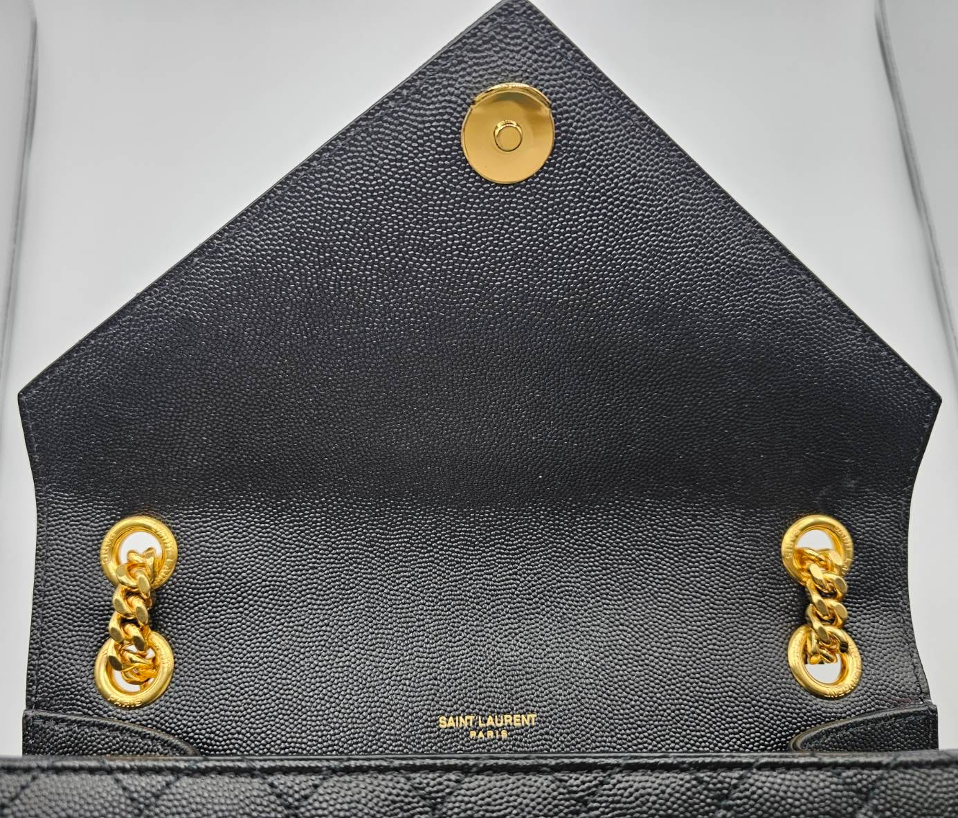 Yves Saint Laurent Gold Tone Chain Black Medium Envelope Shoulder Bag