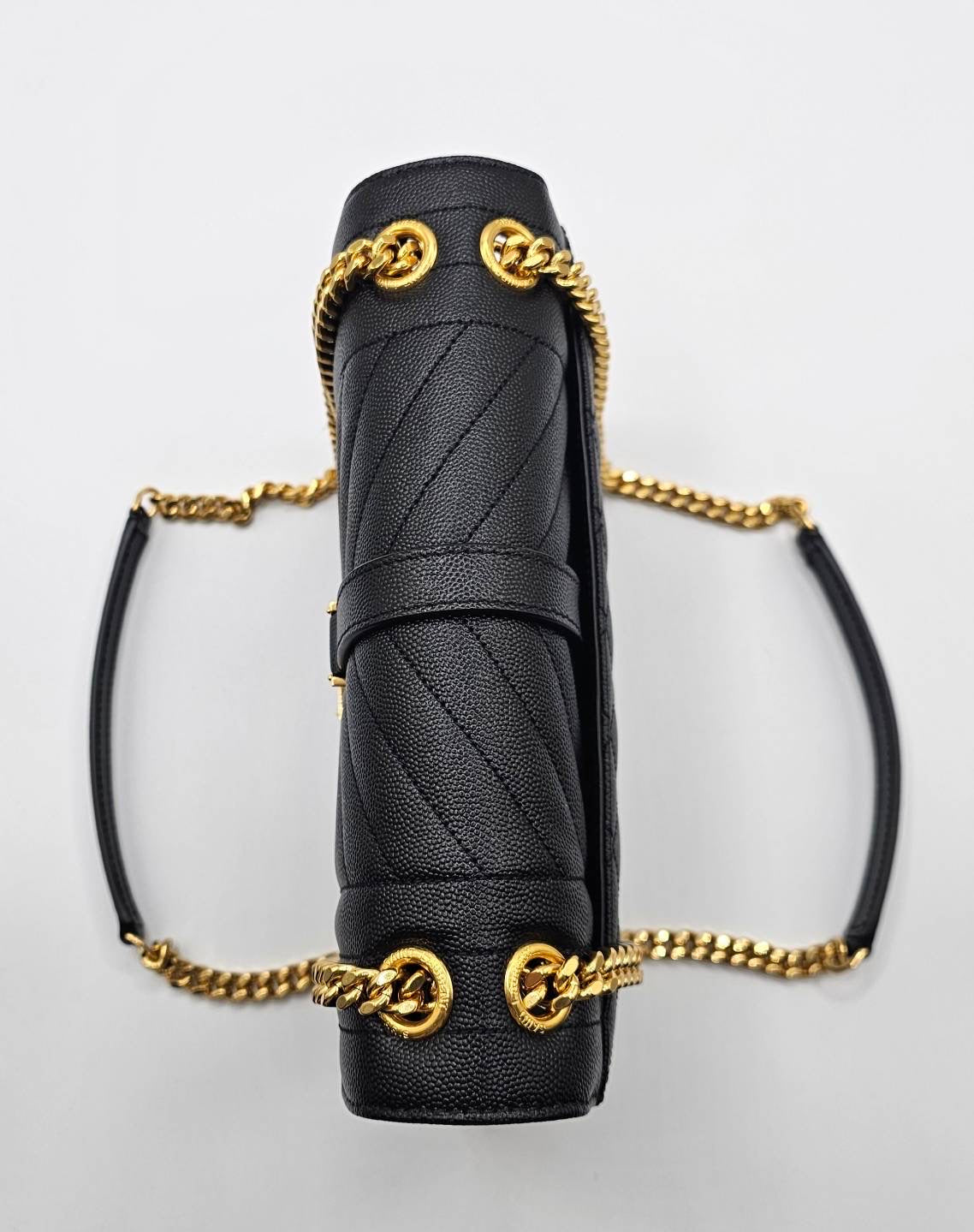 Yves Saint Laurent Gold Tone Chain Black Medium Envelope Shoulder Bag